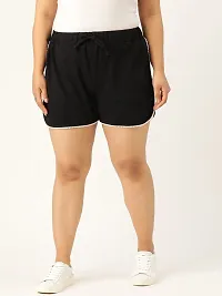 A&K All Day Casual Cotton Shorts for Women's & Girl's with Stylish Ruffled Waistband Drawstrings Night Wear Lounge Shorts Black ST-942-PmPBlk-4XL-thumb1