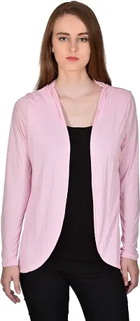 A&K Women's Open Front Stylish Crop Shrug, Office Wear, Casual Wear for Ladies & Girl's (SS7_SRPSolid_3XL Pink)