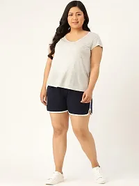 A&K All Day Casual Cotton Shorts for Women's & Girl's with Stylish Ruffled Waistband Drawstrings Night Wear Lounge Shorts Navy Blue ST-931-BnDNBlu-5XL-thumb2