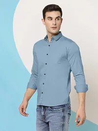 Mens Cotton Solid Long Sleeve Casual Shirt-thumb1