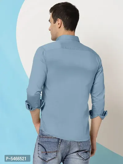 Mens Cotton Solid Long Sleeve Casual Shirt-thumb4