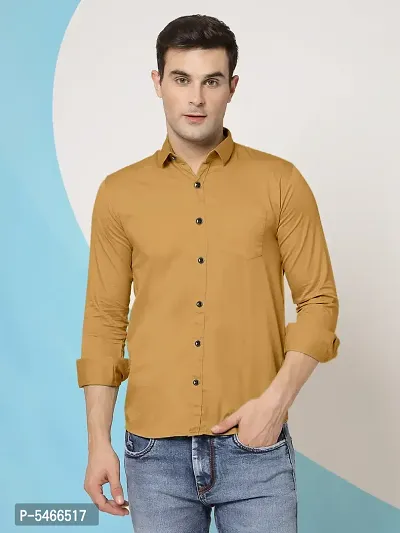 Men's Cotton Solid Long Sleeve Casual Shirt