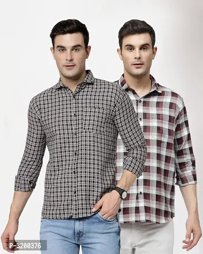 Men's Grey Cotton Printed Long Sleeves Regular Fit Casual Shirt-thumb0