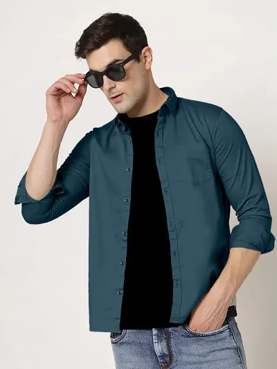 Cotton Solid Long Sleeve Casual Shirt