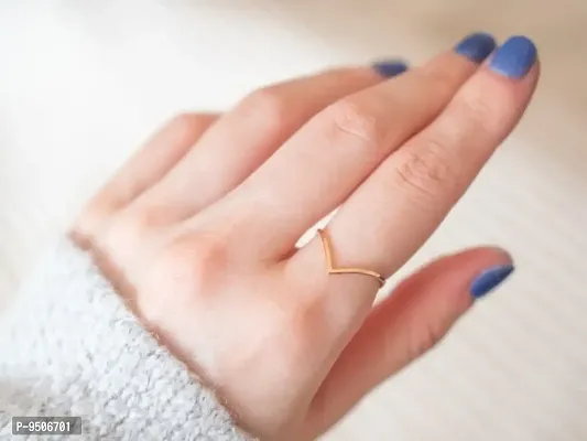 14K Gold V Finger Ring  for Women SmilePlace Handmade Charms