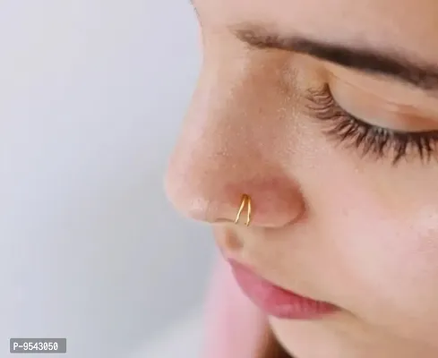 14K Gold Double Line Nose  Ring For Gift SmilePlace Handmade Charms
