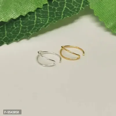 14K Gold Double Line Nose  Ring For Gift SmilePlace Handmade Charms-thumb3