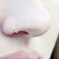 Silver Flower Nose Ring- Dainty Nose Ring- Sterling Silver Nose Ring- Nostril Piercing Hoop- Thin Nose Ring-thumb2