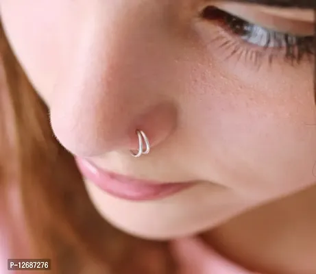 925 Sterling Silver Double Line Nose Ring Hoop, Septum Ring SmilePlace Handmade Charms-thumb0