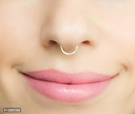 925 Sterling Silver Simple Septum Nose Ring Hoop, Septum Ring SmilePlace Handmade Charms-thumb3