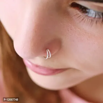 925 Sterling Silver Double Line Nose Ring Hoop, Septum Ring SmilePlace Handmade Charms-thumb4