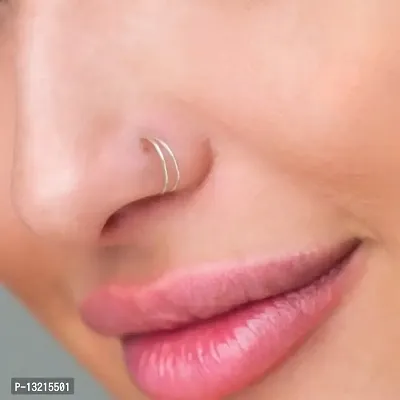 925 Sterling Silver  Double Line Nose Ring Hoop, Septum Ring SmilePlace Handmade Charms-thumb0