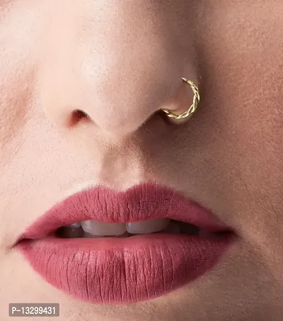 14K Gold Simple Nose  Ring For Gift SmilePlace Handmade Charms-thumb3