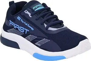 Comfortable And Lightweight Navy Blue Mesh Running Sports Shoes For Men-thumb3
