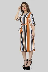 AA Creation Women's Casual Crepe Striped Short Fit and Flare Western Dress (134, Multicolour, S One Piece)-thumb3