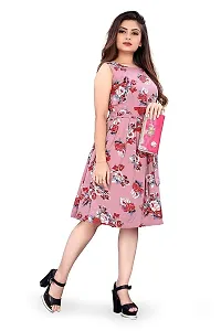 AA Creation Women's Skater Knee-Length Dress with Belt (western dress for women latest design_Baby Pink_M)-thumb2