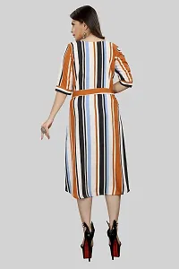 AA Creation Women's Casual Crepe Striped Short Fit and Flare Western Dress (134, Multicolour, S One Piece)-thumb4