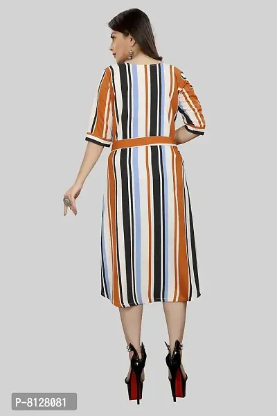 AA Creation Women's Casual Crepe Striped Short Fit and Flare Western Dress (134, Multicolour, S One Piece)-thumb5