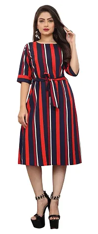 AA Creation Crepe Striped Floral Short Western Dress for Women 137_S One Piece Dresses for Women Casual