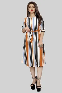 AA Creation Women's Casual Crepe Striped Short Fit and Flare Western Dress (134, Multicolour, S One Piece)-thumb1