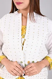 Elegant Yellow Rayon Printed Kurta with Jacket Set For Women-thumb3