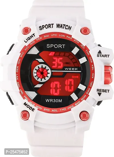 Trex SCK White Silicone Strape Classic Sporty Look Alarm Semi Water And Digital Watch - For Men
