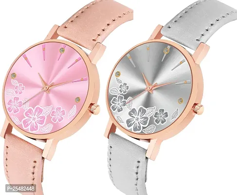 Trex Pink And Grey Unique Analog Watch For Women- Pack Of 2-thumb2