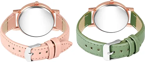 Trex Peach And Green Unique Analog Watch For Women- Pack Of 2-thumb2