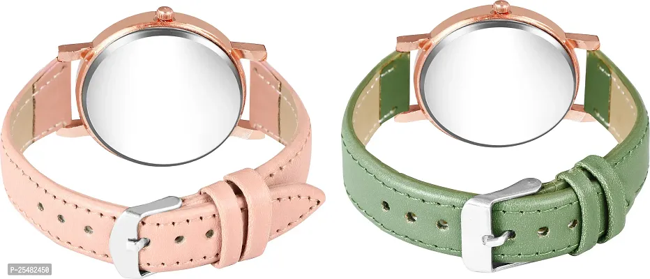 Trex Peach And Green Unique Analog Watch For Women- Pack Of 2-thumb3