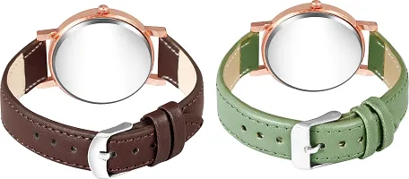 Trex Brown And Green Unique Analog Watch For Women- Pack Of 2-thumb2