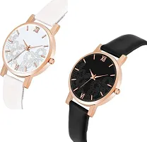 Trex RIZZLY Black And White Formal Slim Dial Leather Belt Analog Watch For Women- Pack Of 2-thumb1