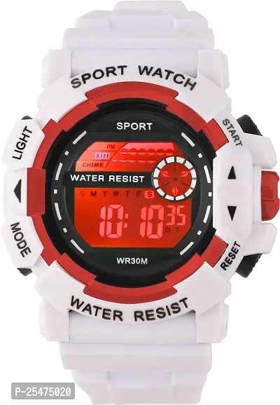 Trex 7006 White Dial Digital Display Calendar,Stop Watch,Alarm,Water And Shock Resistant Sport Digital Watch - For Men