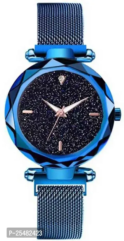 Trex Designer Mesh Magnet Strap Blue Wrist Analog Watch For Women