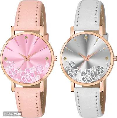 Trex Pink And Grey Unique Analog Watch For Women- Pack Of 2-thumb0