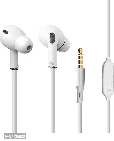 Stylish White In-ear Wired - 3.5 MM Single Pin With Microphone Noise Cancelling Headphones-thumb0