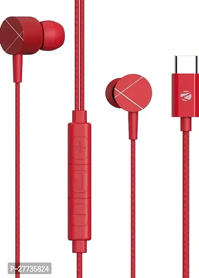 Stylish Red In-ear Wired - 3.5 MM Single Pin With Microphone Noise Cancelling Headphones-thumb0