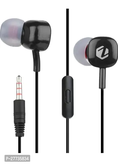 Stylish Black In-ear Wired - 3.5 MM Single Pin With Microphone Noise Cancelling Headphones-thumb0