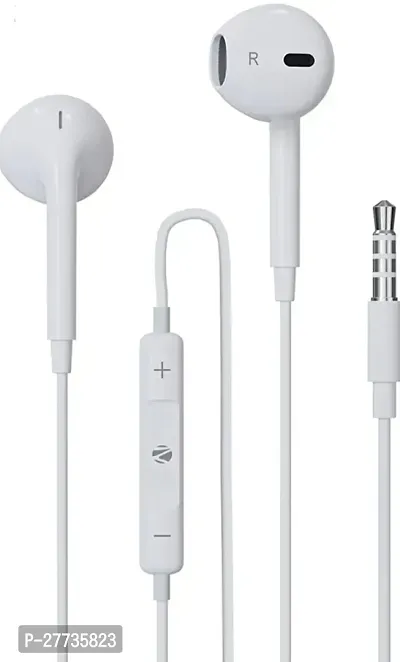 Stylish White In-ear Wired - 3.5 MM Single Pin With Microphone Noise Cancelling Headphones