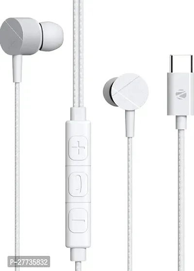 Stylish White In-ear Wired - 3.5 MM Single Pin With Microphone Noise Cancelling Headphones-thumb0