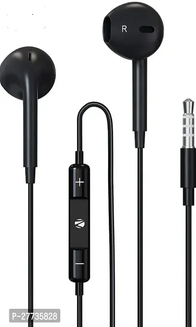 Stylish Black In-ear Wired - 3.5 MM Single Pin With Microphone Noise Cancelling Headphones