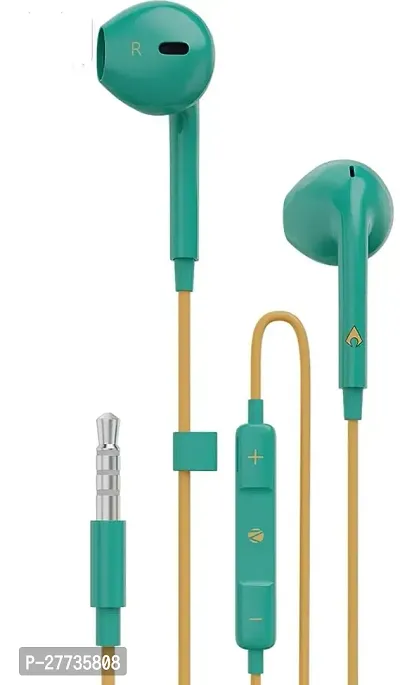 Stylish Green In-ear Wired - 3.5 MM Single Pin With Microphone Noise Cancelling Headphones-thumb0