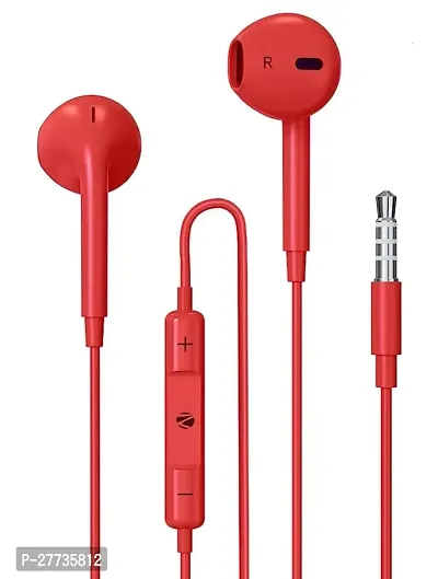 Stylish Red In-ear Wired - 3.5 MM Single Pin With Microphone Noise Cancelling Headphones-thumb0