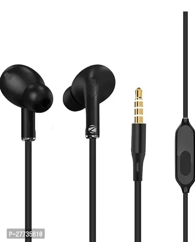 Stylish Black In-ear Wired - 3.5 MM Single Pin With Microphone Noise Cancelling Headphones-thumb0