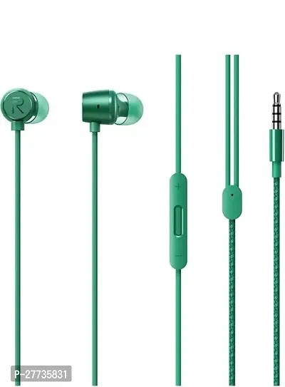 Stylish Green In-ear Wired - 3.5 MM Single Pin With Microphone Noise Cancelling Headphones-thumb0