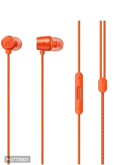 Stylish Orange In-ear Wired - 3.5 MM Single Pin With Microphone Noise Cancelling Headphones-thumb0