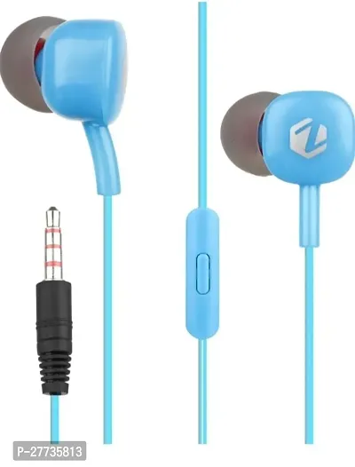 Stylish Blue In-ear Wired - 3.5 MM Single Pin With Microphone Noise Cancelling Headphones-thumb0