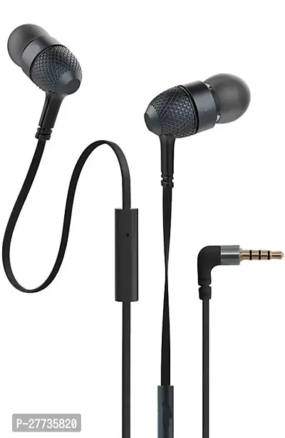 Stylish Black In-ear Wired - 3.5 MM Single Pin With Microphone Noise Cancelling Headphones-thumb0