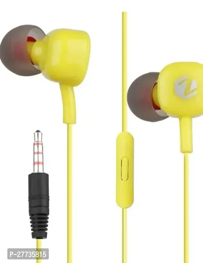 Stylish Yellow In-ear Wired - 3.5 MM Single Pin With Microphone Noise Cancelling Headphones-thumb0