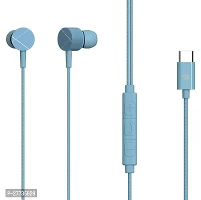 Stylish Blue In-ear Wired - 3.5 MM Single Pin With Microphone Noise Cancelling Headphones-thumb0