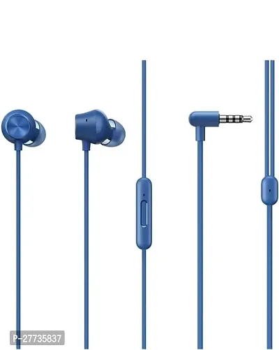 Stylish Blue In-ear Wired - 3.5 MM Single Pin With Microphone Noise Cancelling Headphones-thumb0